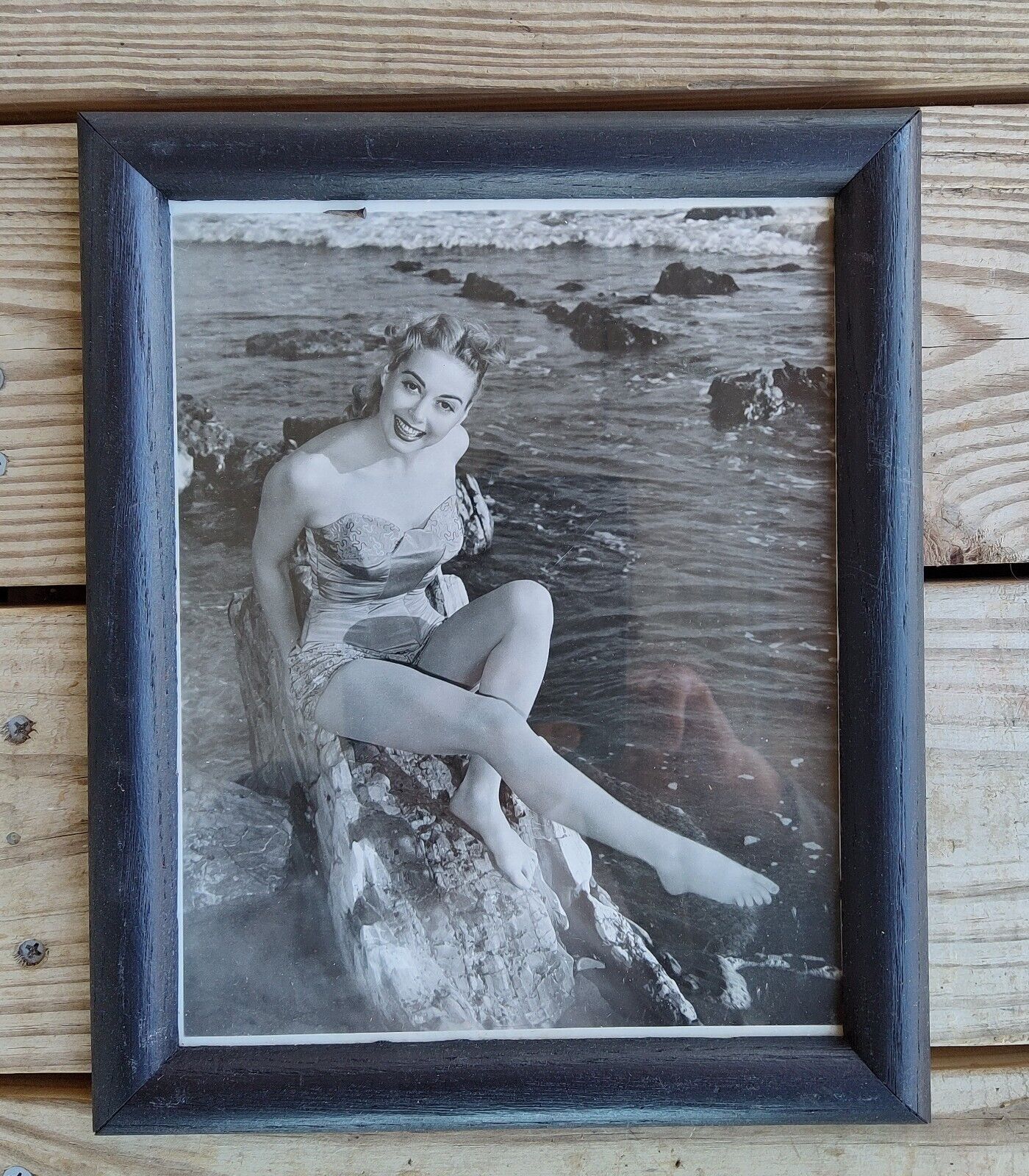 Vintage 1950's Pinup Photo Actress Adele Mara RKO press photo framed.