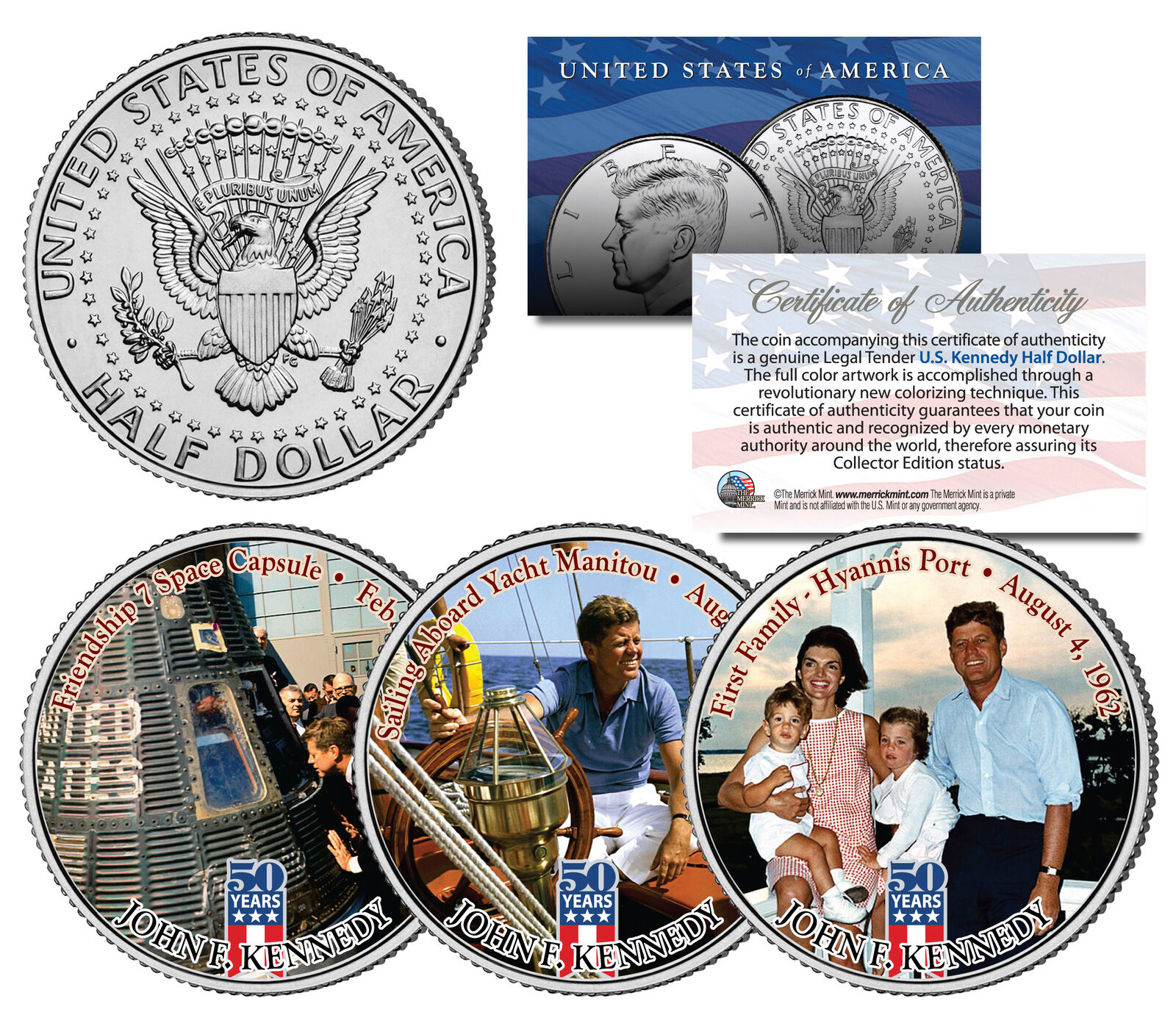 JOHN F KENNEDY First Family 2014 50th Anniversary JFK Half Dollar US 3-Coin Set