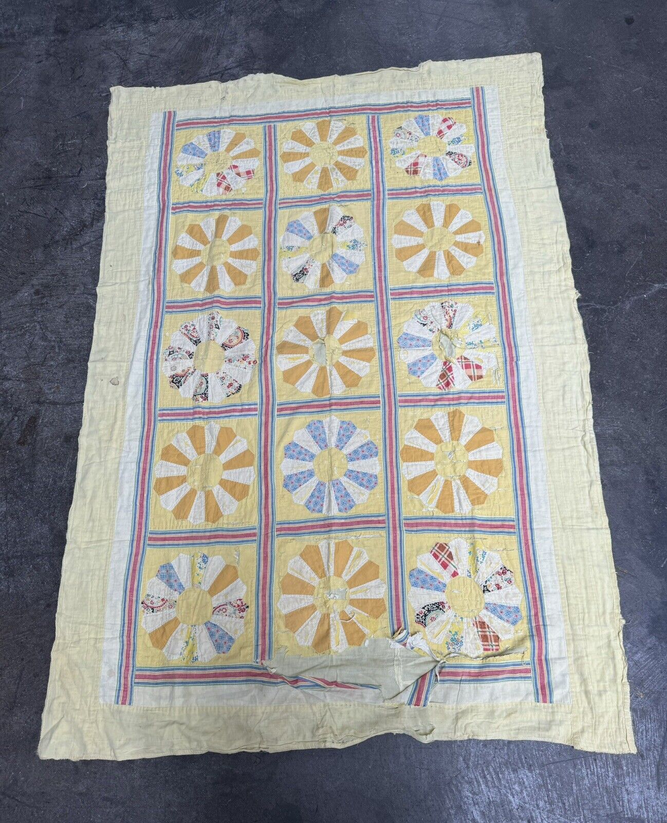 Vintage Flower Patchwork Multicolor Quilt 50X75
