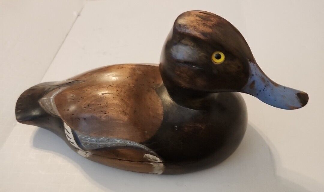 Vintage WBF II 2 Wooden Ruddy Duck Decoy Hand Painted Glass Eyes Moveable Head