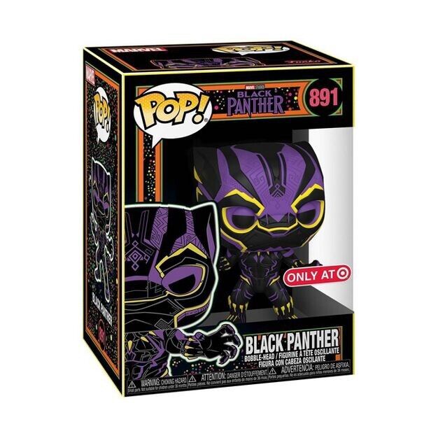 Funko Pop Marvel #891 Black Panther Black Light Black Friday Target Exclusive