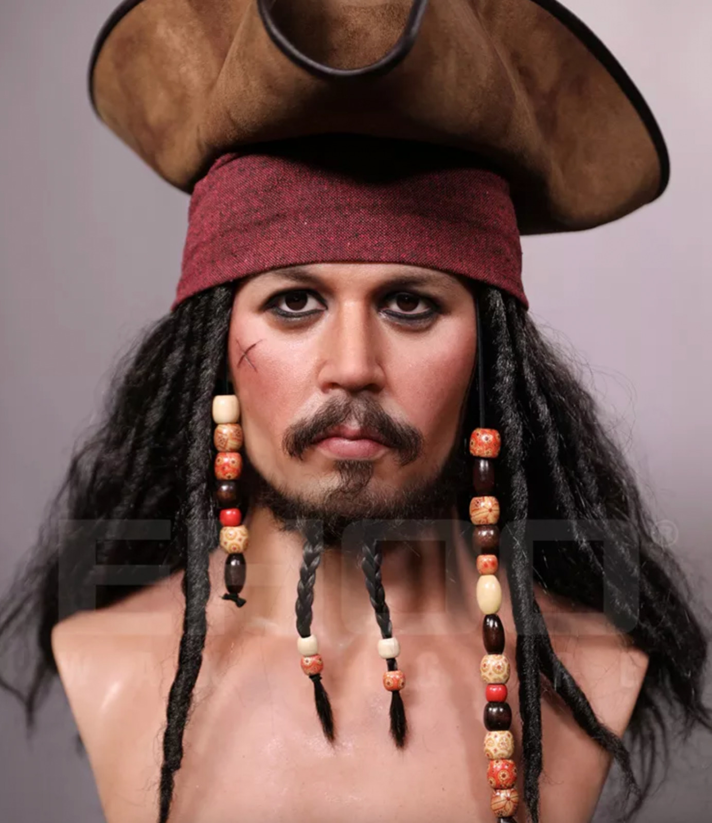 Life Size Jack Sparrow BUST Statue Johnny Depp Prop Pirates Movie Amber 1:1