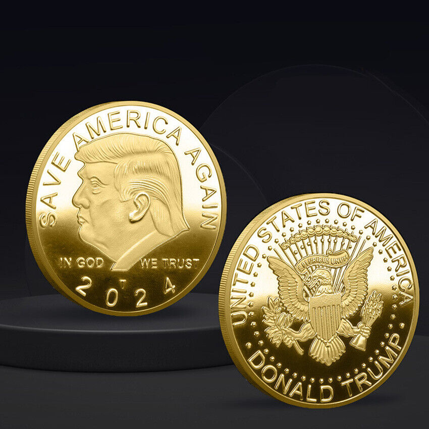 1 Pcs Commemorative Coin 2024 Donald Trump Plated EAGLE President SAVE Gold