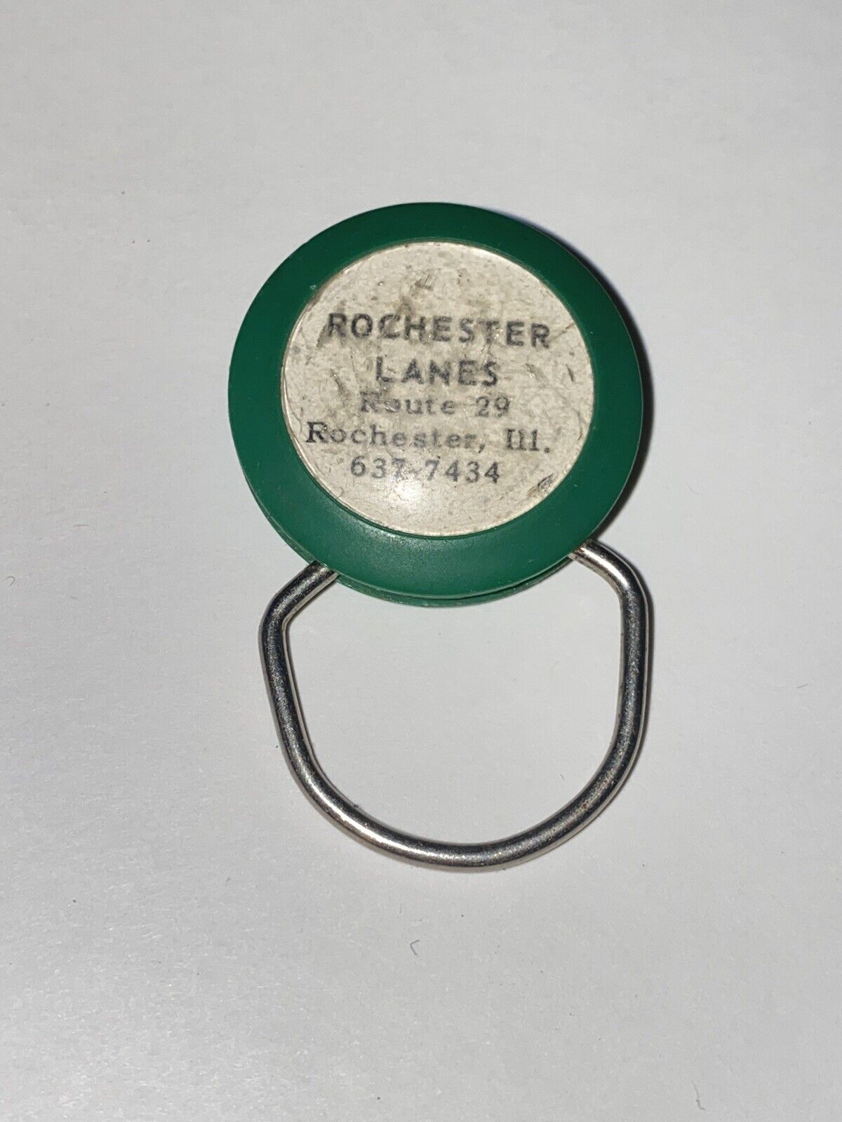 Rare Vintage Rochester Lanes Route 29 Rochester Illinois Advertising Key Ring