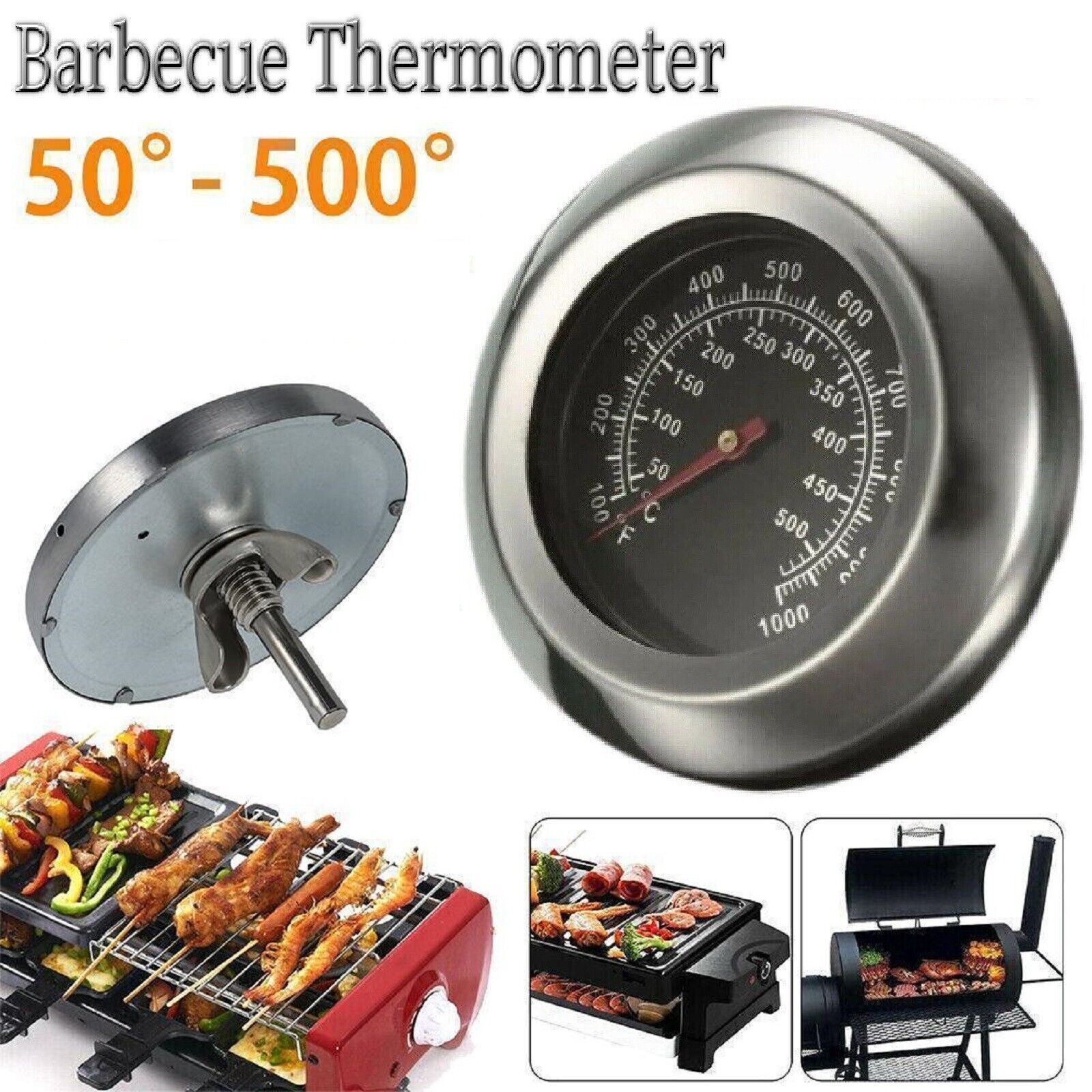 Barbecue Thermometer Oven Pit Temp Gauge 50-500℃ BBQ Smoker Grill Temperature