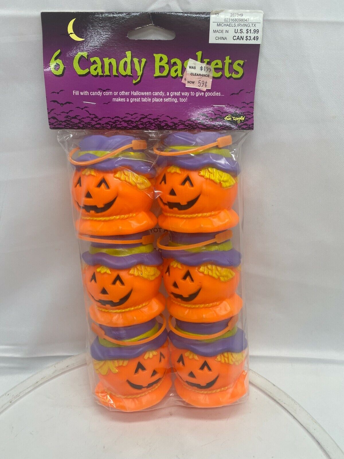 VTG NOS 6 Halloween Candy Baskets Containers Scarecrow jack o lantern Halloween
