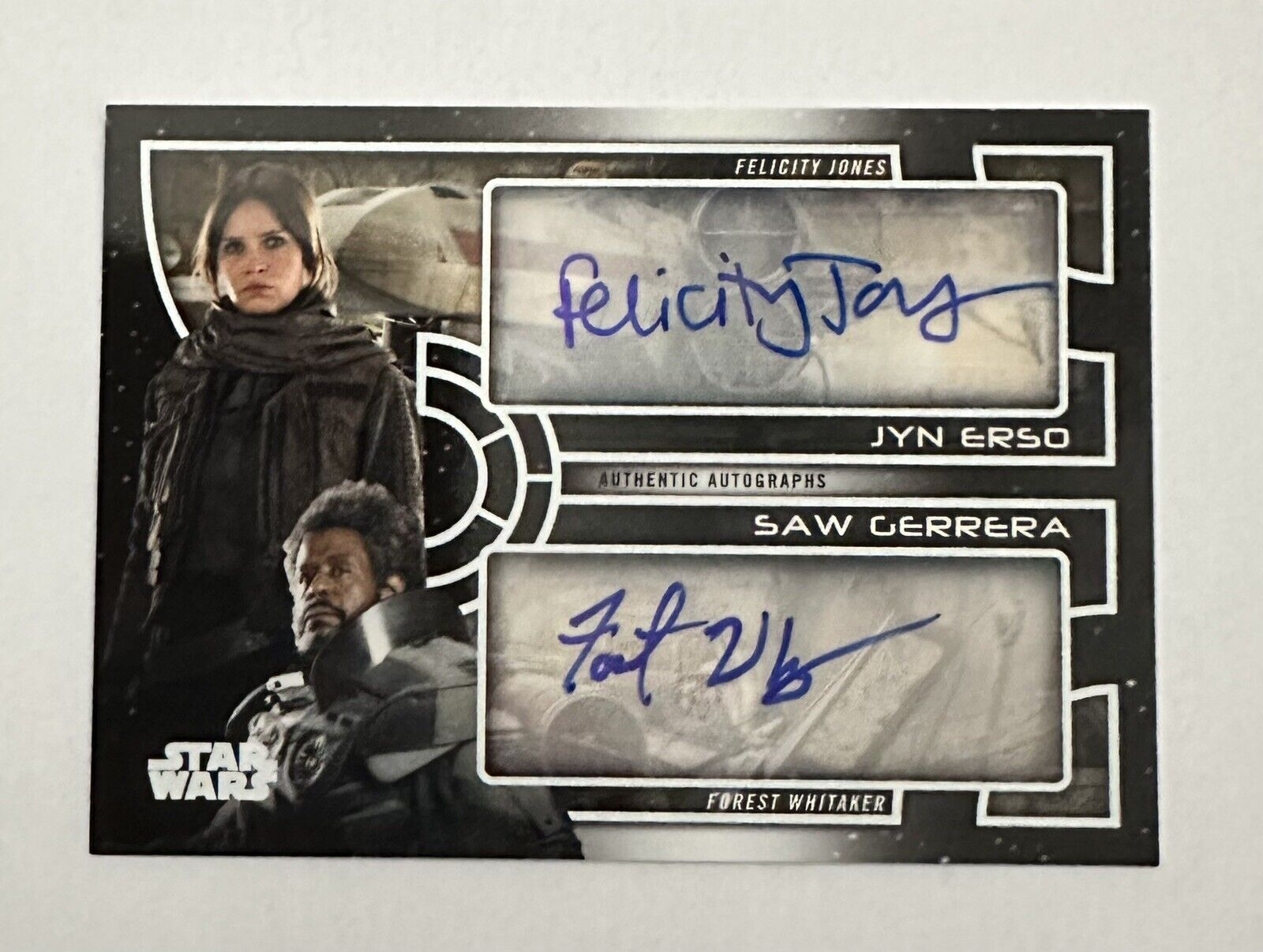 2018 topps star wars Felicity Jones Forest Whitaker dual autograph card 2/5