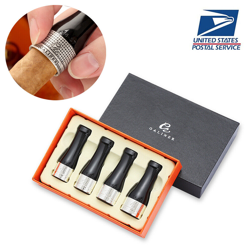 Galiner Cigar Mouthpiece 4 Sizes Travel Nozzle Pipe Holder Pure Copper Gift Set