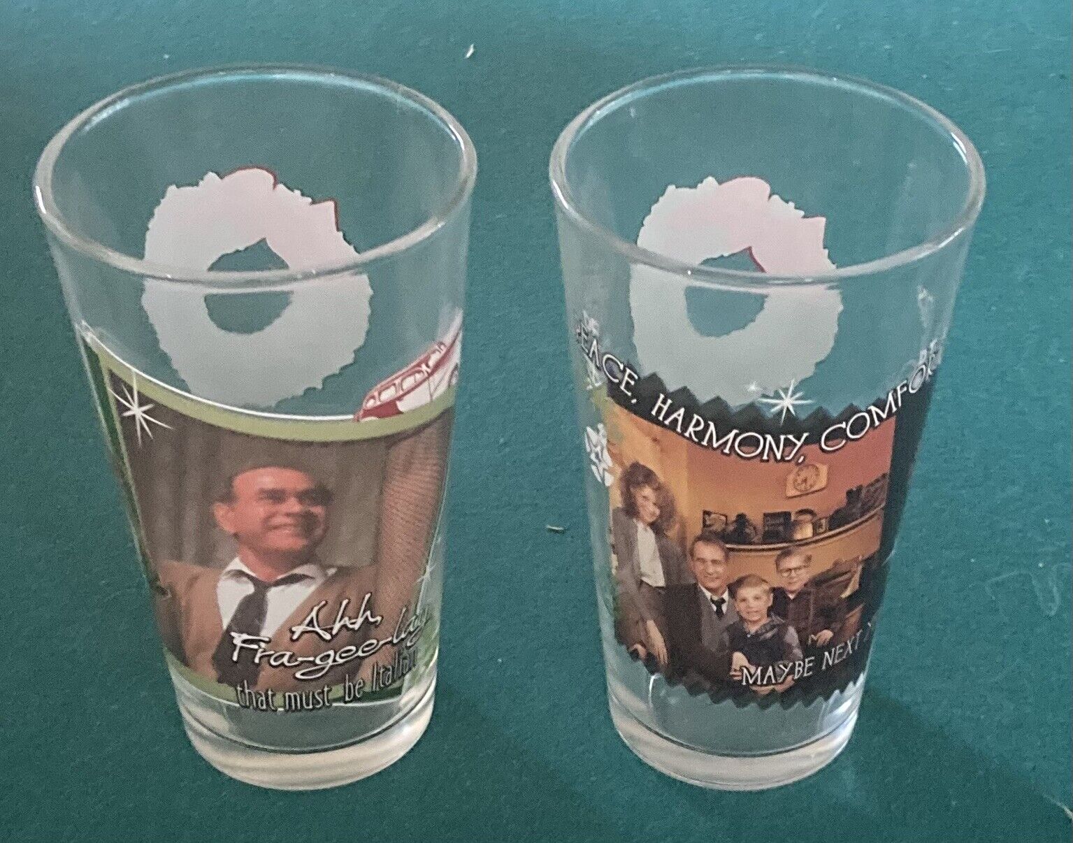 A Christmas Story 16oz Beer Glasses That Must Be Italian & Peace Harmony Comfort