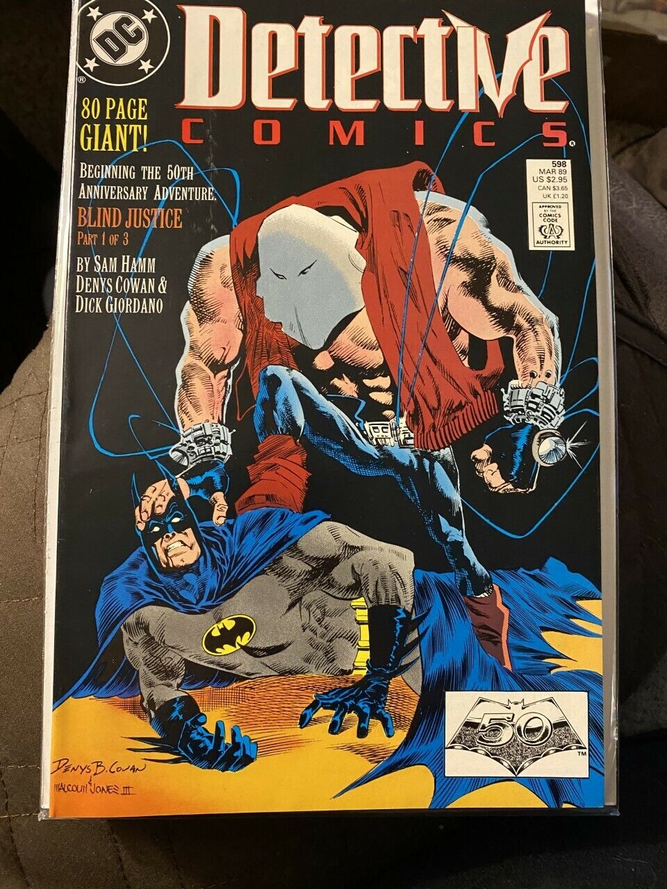  DC Batman 1989 Detective Comics #598 Signed By Denis Cowan -COA  9.6+ Near Mint