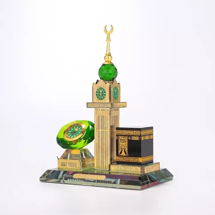 Islamic Crystal Kaaba with Clock Tower,Muslim showpiece,Islamic Architecture.