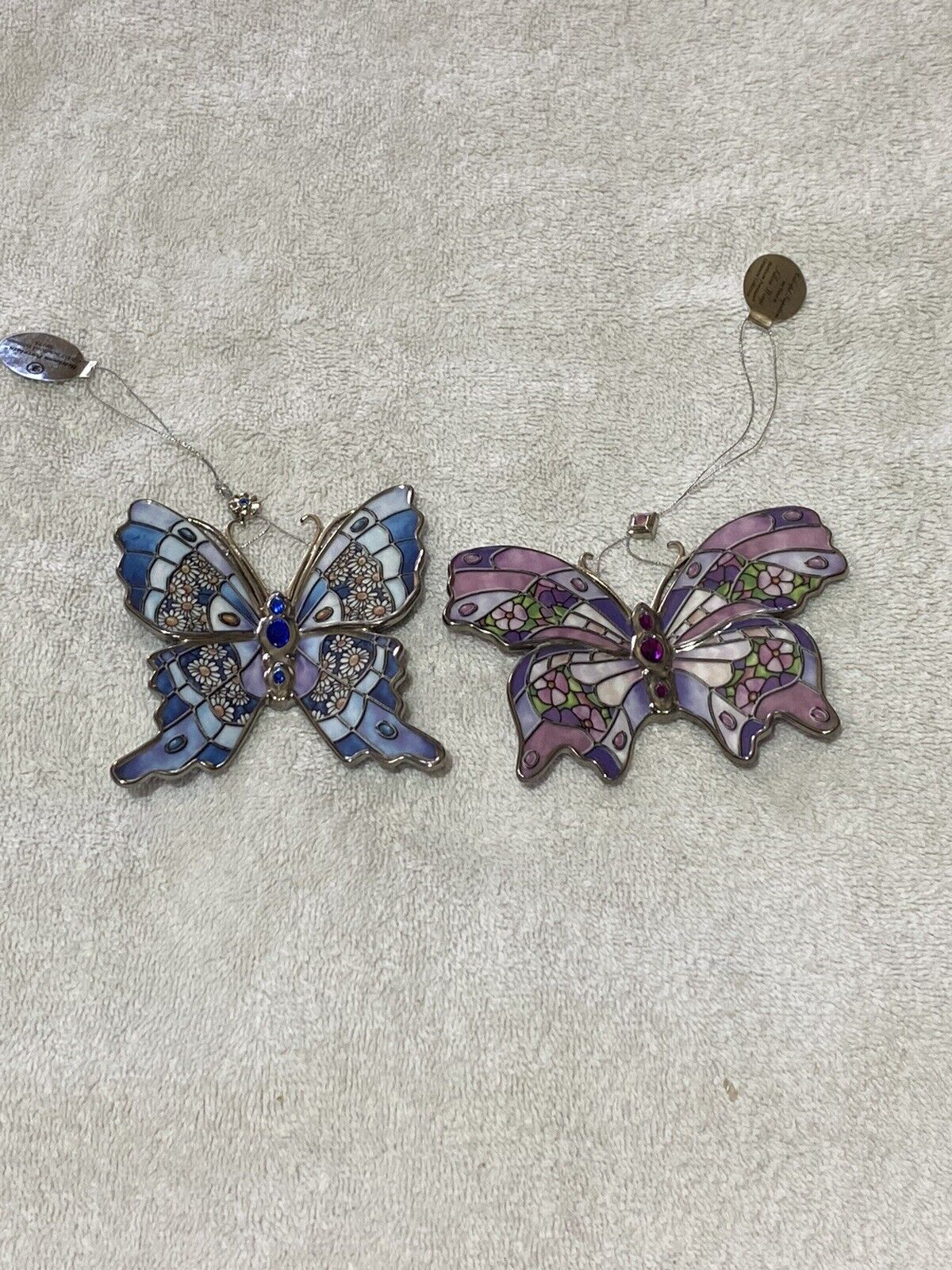 The Bradford Editions Silken Wings Heirloom Porcelain Ornament Collection Set 2