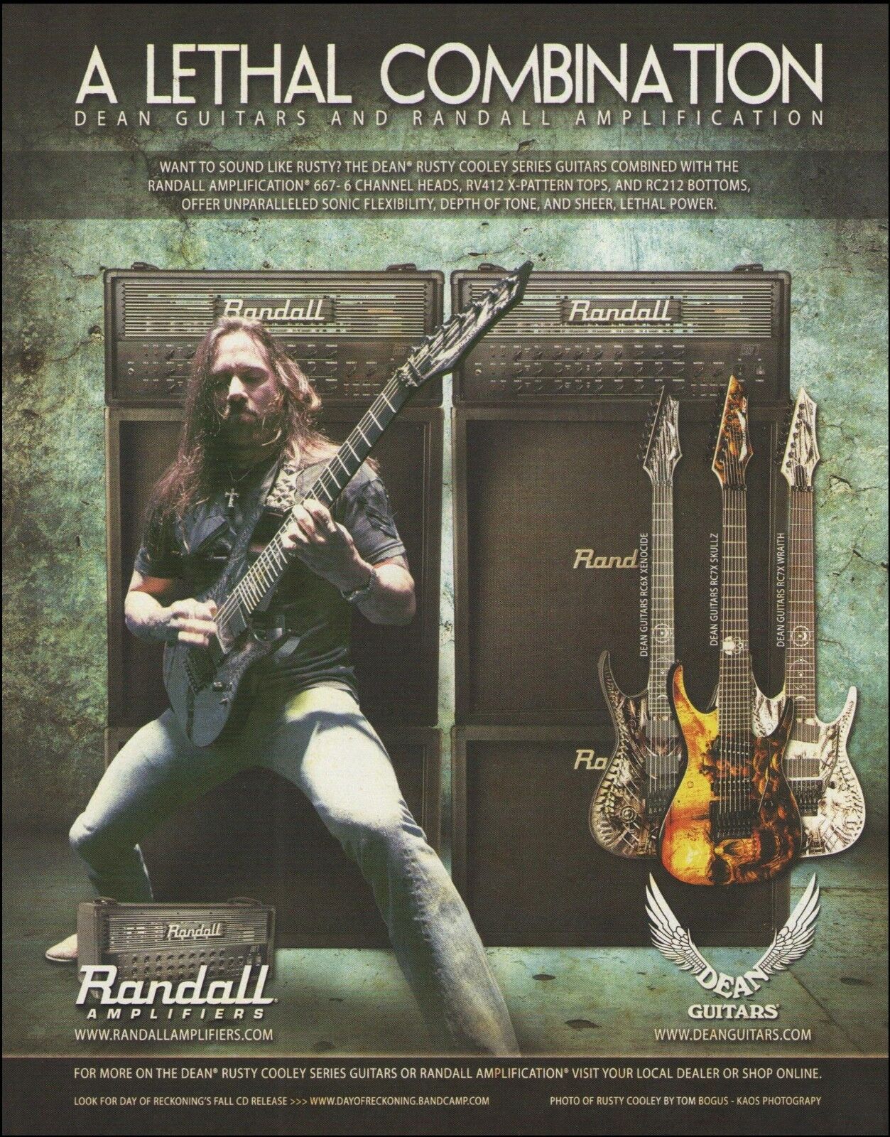 Rusty Cooley Signature Series Dean Guitars Randall Amps ad 8 x 11 advertisement