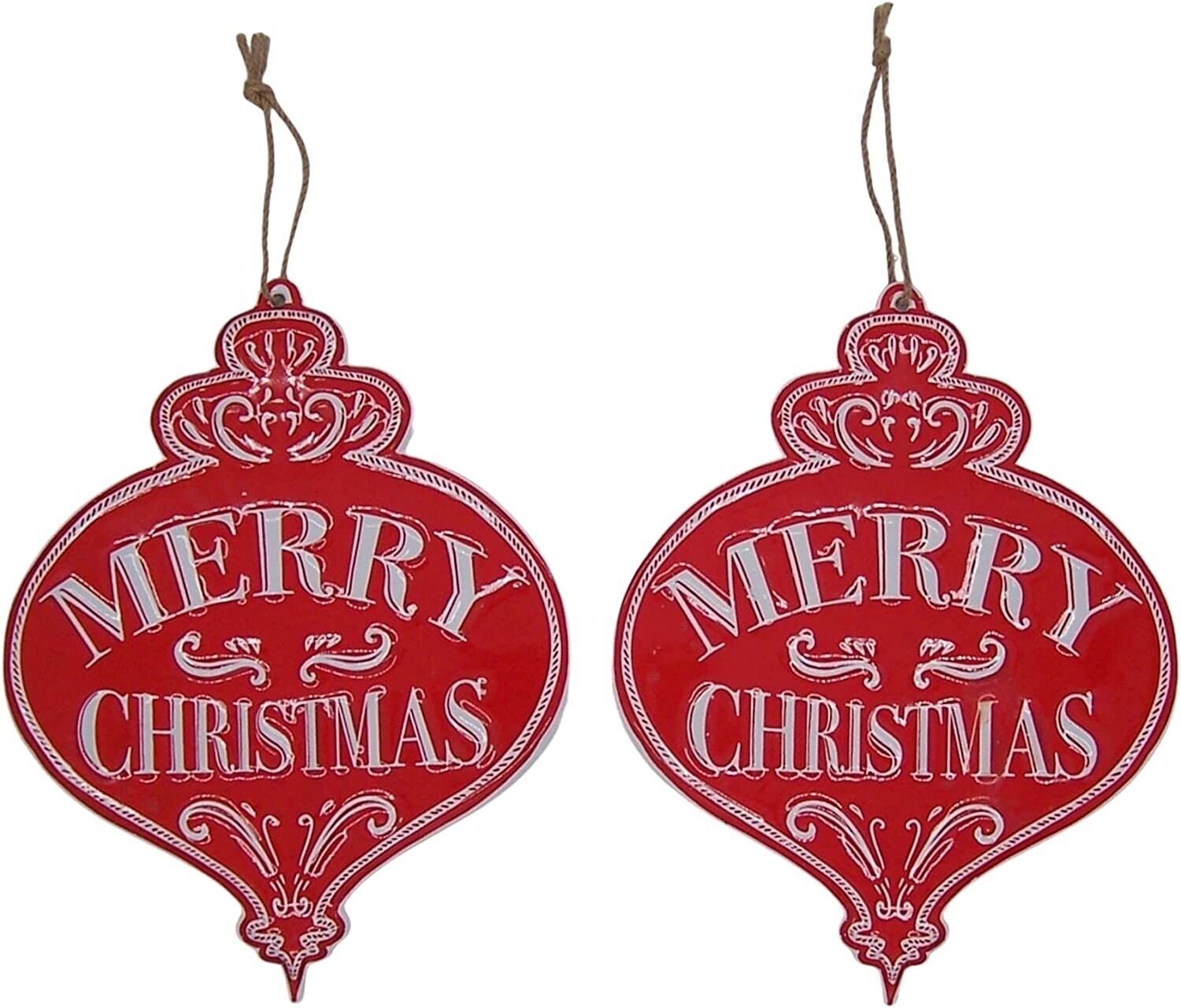 Merry Christmas Ornament Shaped Tin Hangers