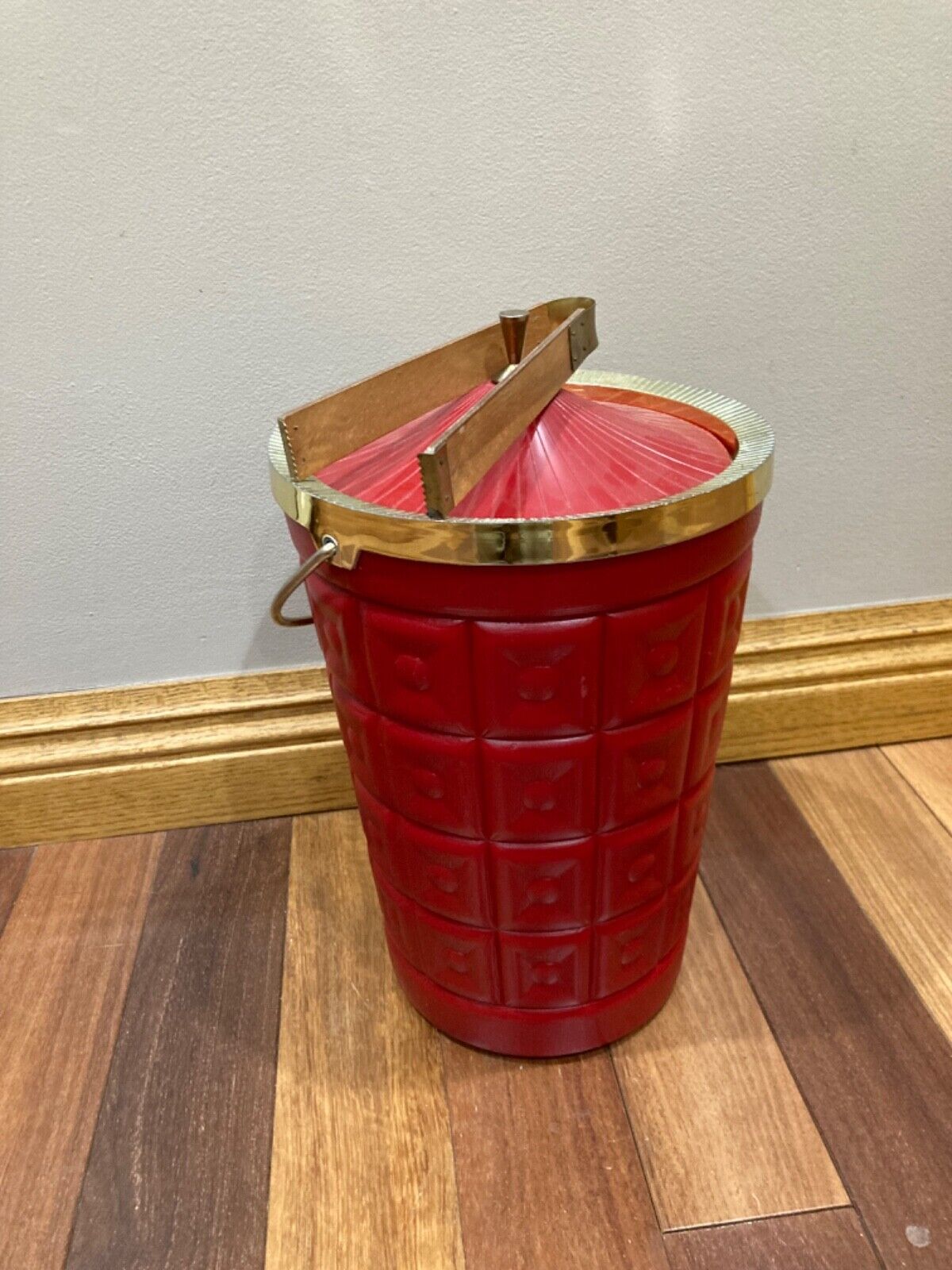 Vintage Red Ice Bucket