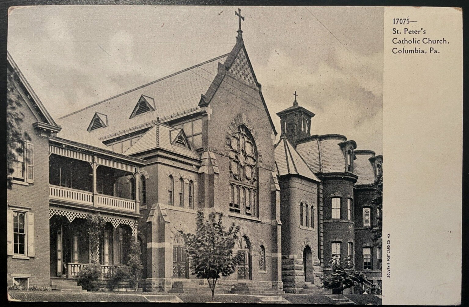 Vintage Postcard 1901-1907 St. Peters Catholic Church, Columbia, Pennsylvania PA