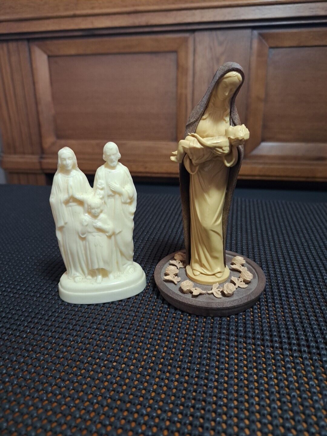 Vintage Holy Family Dashboard Magnet Madonna Jesus Plastic Statue Figure