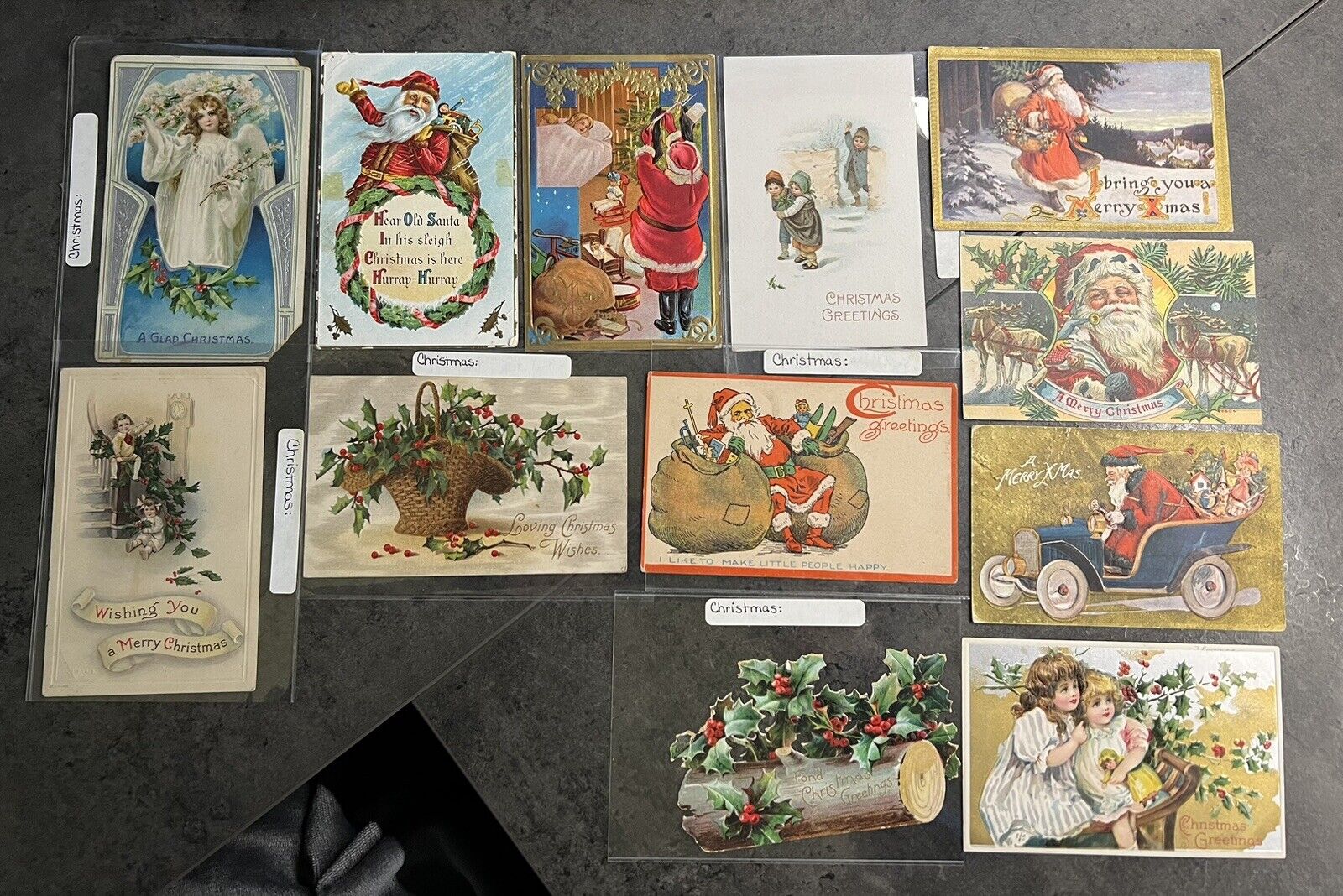 Lot Of 12 Antique Christmas Postcards