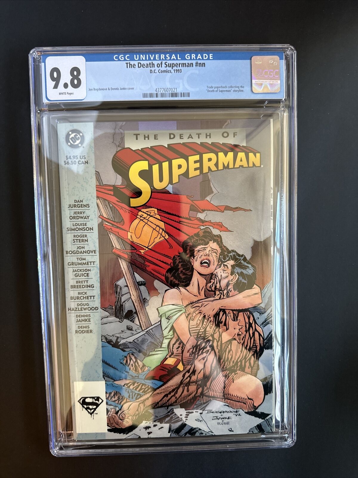 CGC Graded 9.8  The Death of Superman (DC Comics) 1993 NN White Pages