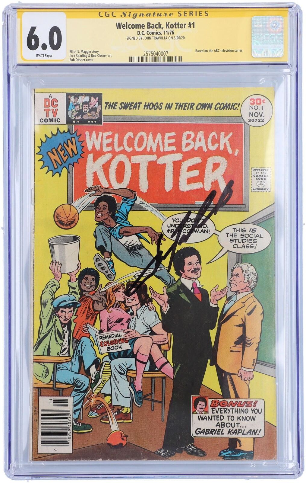 John Travolta Welcome Back Kotter Autographed Comic Book CGC 6.0