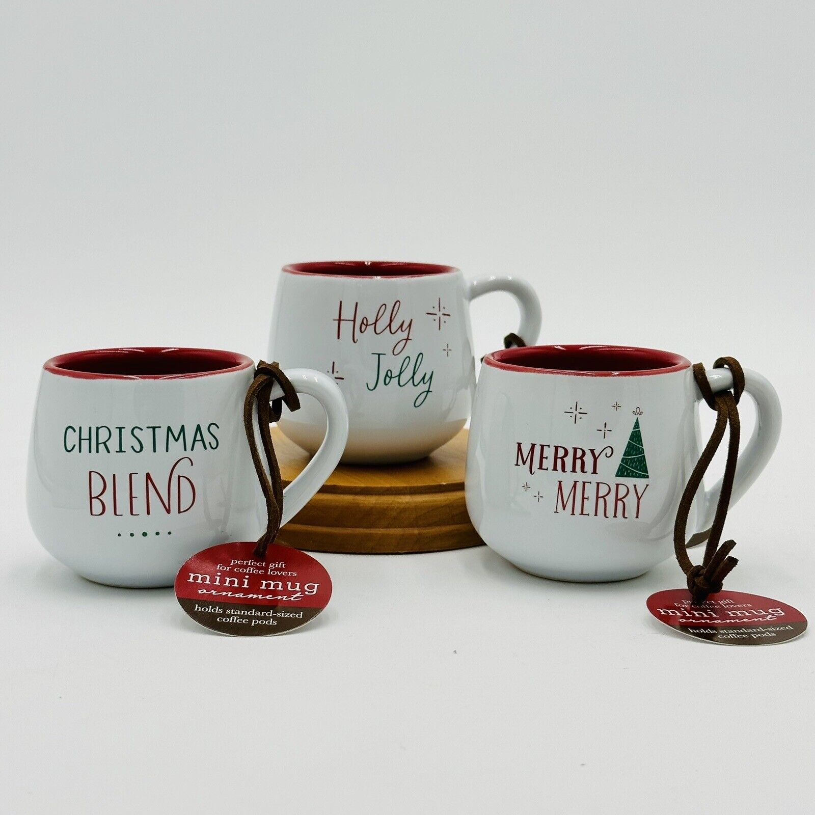 New Demdaco Mini Mug Espresso Ornament ￼Holds Standard Size Coffee Pods Set Of 3