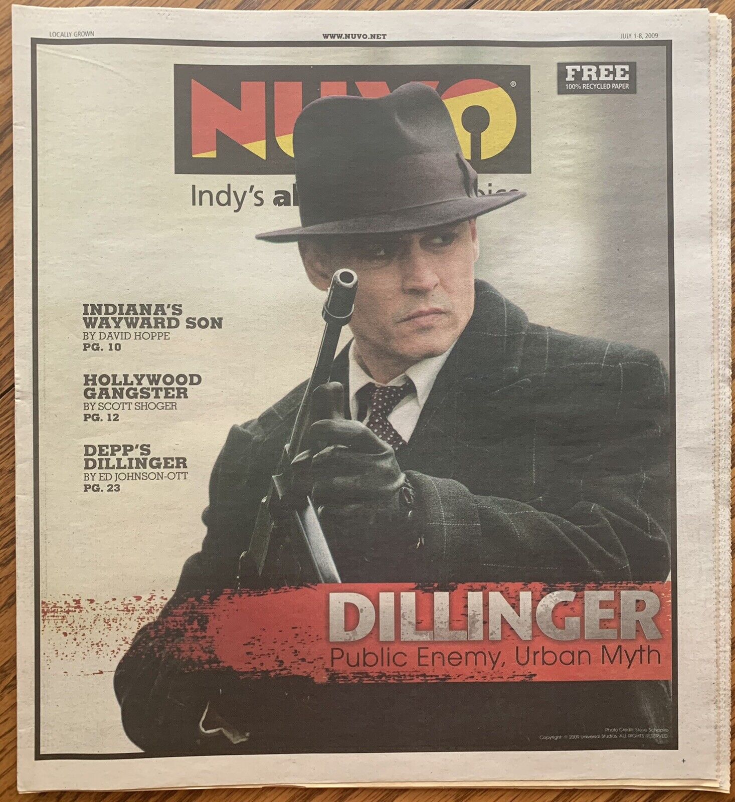 John Dillinger paper, Johnny Depp movie