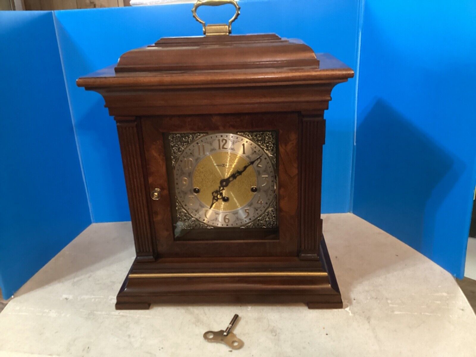 Howard Miller Mantle Clock 612-429 Triple Chime Key Wind #1050-20 w/Key
