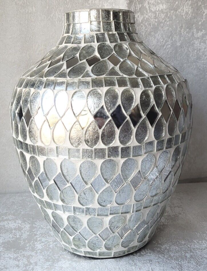 Pier 1 Imports Silver Mirrored Mosaic Vase 9