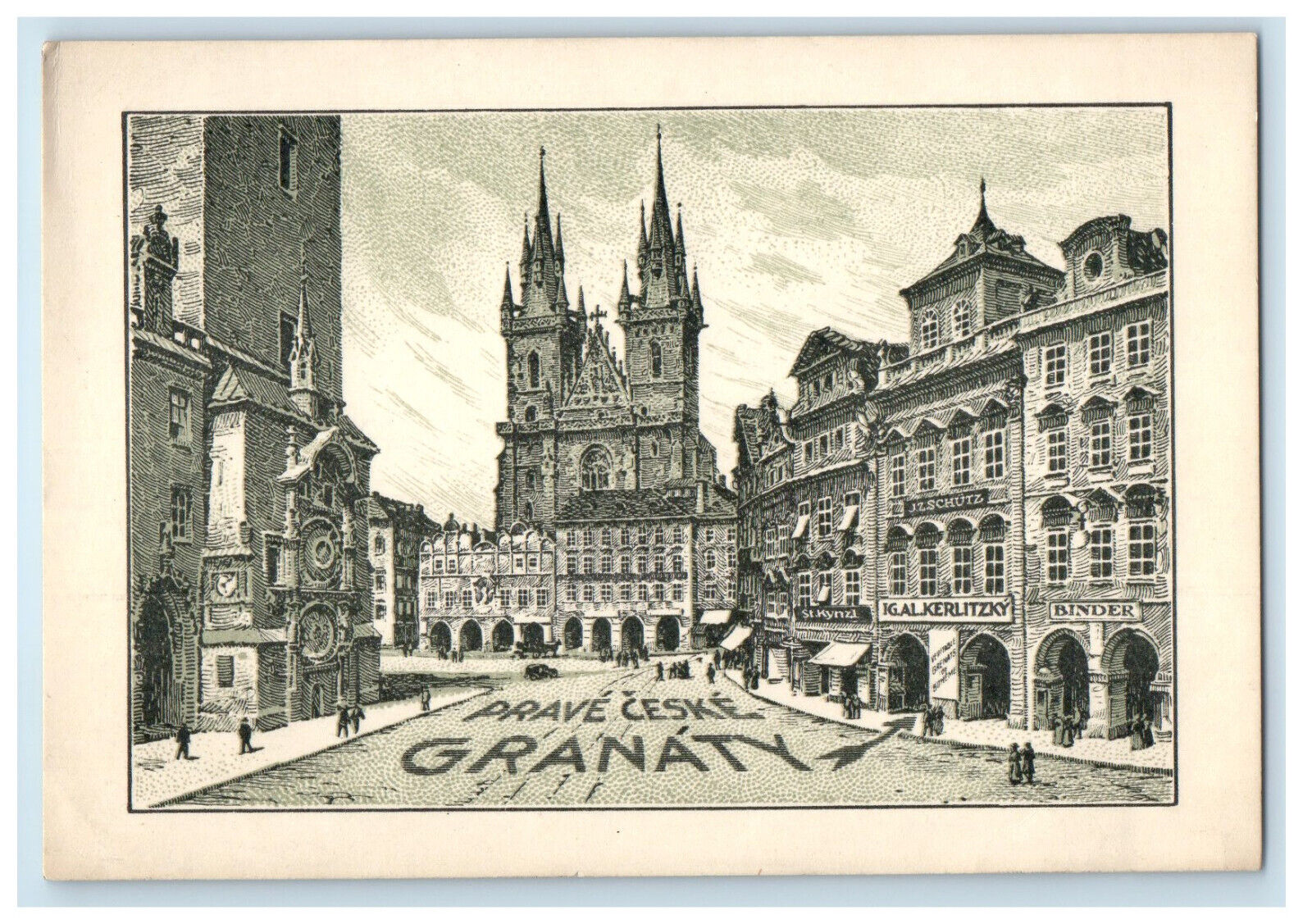 c1920s Garnet Shop Praque Klenotnik IG AL Kertlizky Czech Republic Postcard