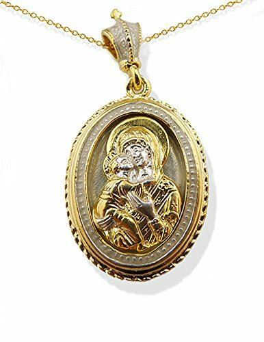 Religious Gifts Gold Tone Madonna and Child Icon Pendant Holy Trinity Icon 1 1/2