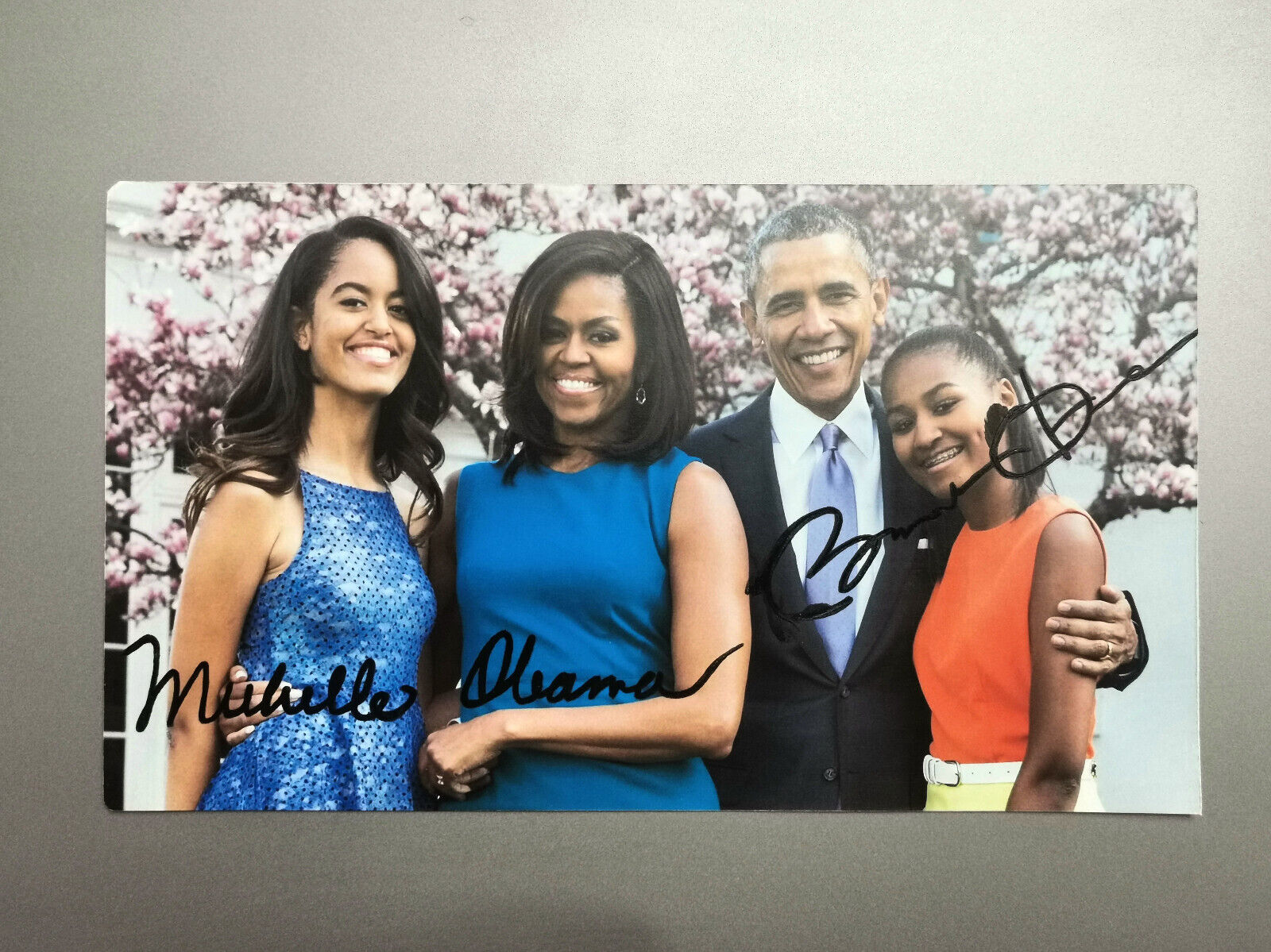 Postcard signed by Barack and Michelle Obama.