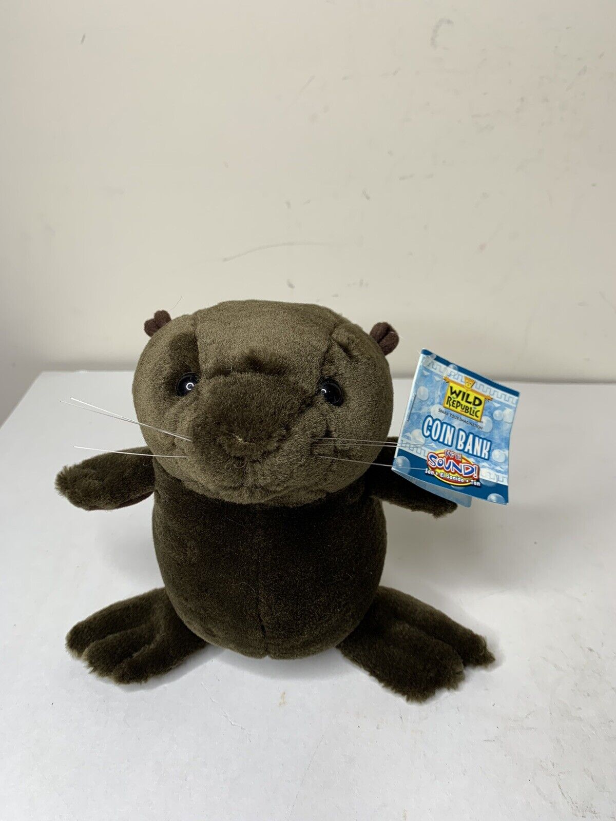 Wild Republic Sea Lion Coin Bank Brown with Sounds Stuffed Animal 7.5\