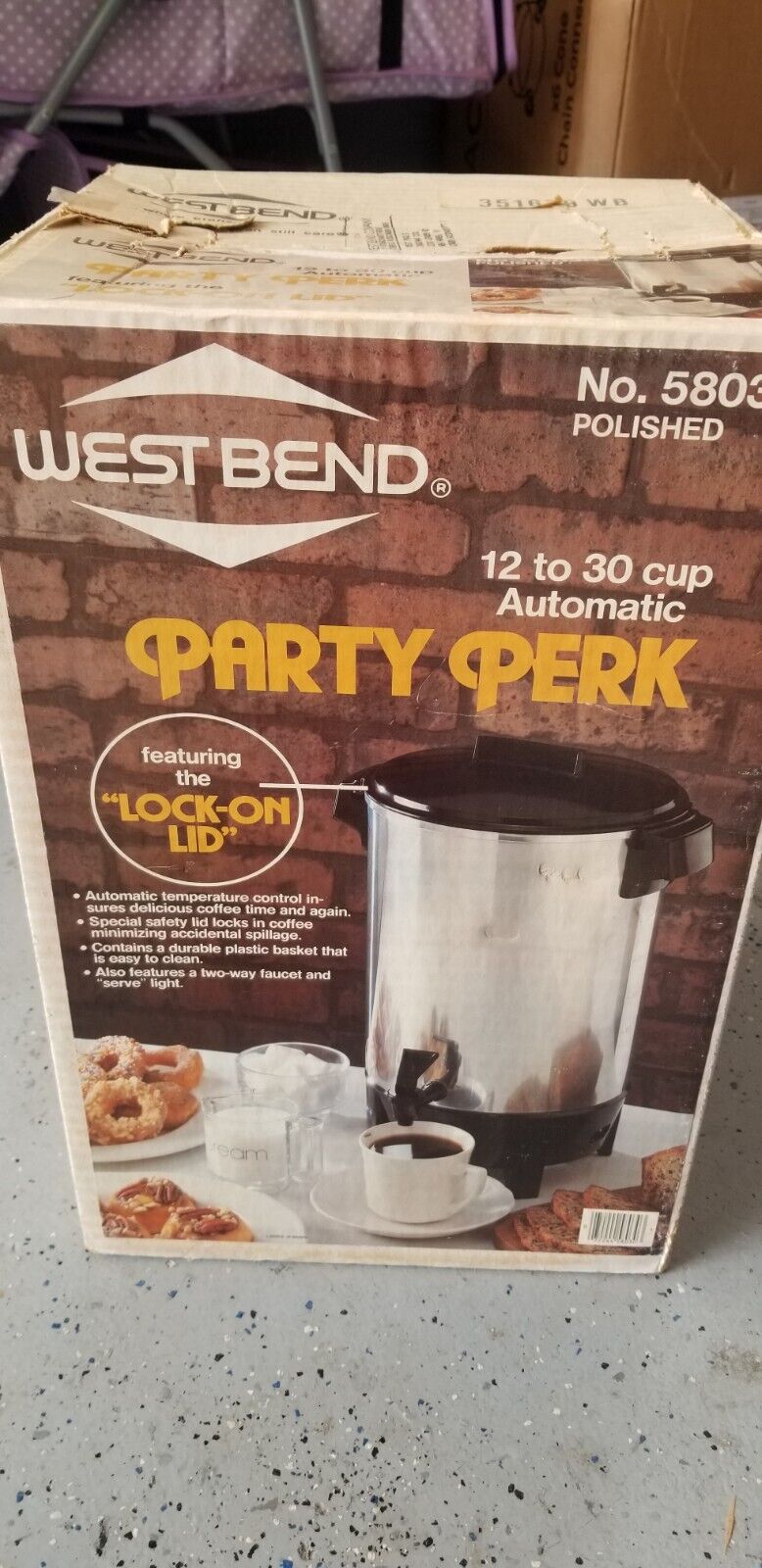 Vintage 1985 West Bend 58030 Party Perk Coffee Percolator Dispenser 12-30 Cups👍
