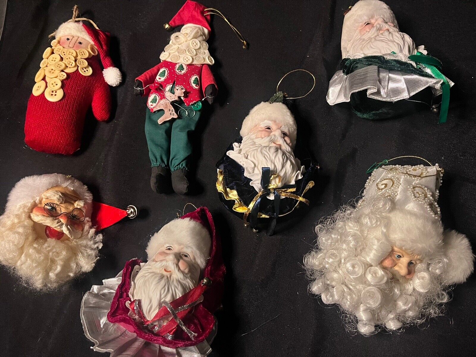Lot Of (7) Vintage Large Christmas Tree Santa Claus Ornaments  5x3” 50s 60s 70s