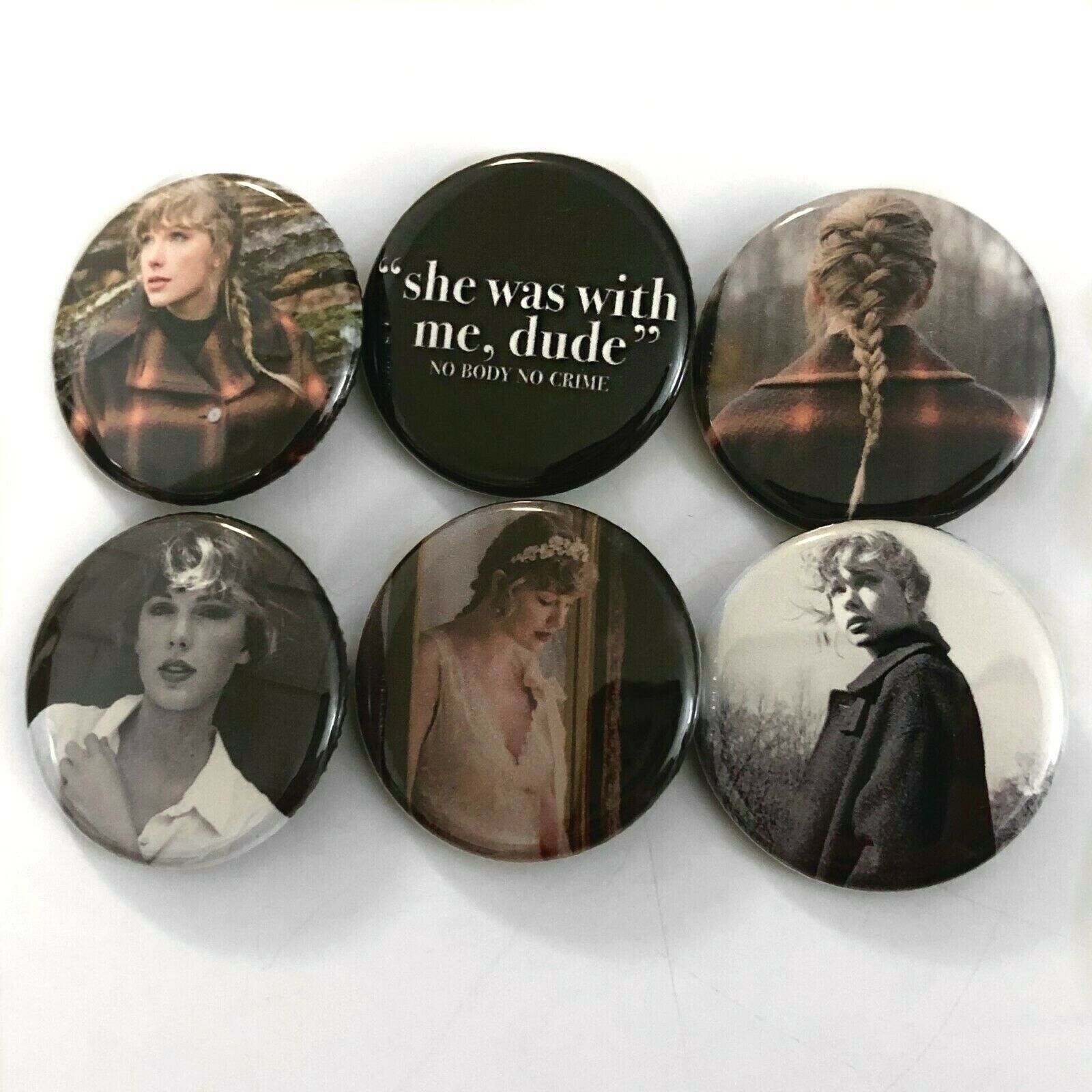 Taylor Swift EVERMORE Pinback Button Badge Set Folklore Music Merch Pins 