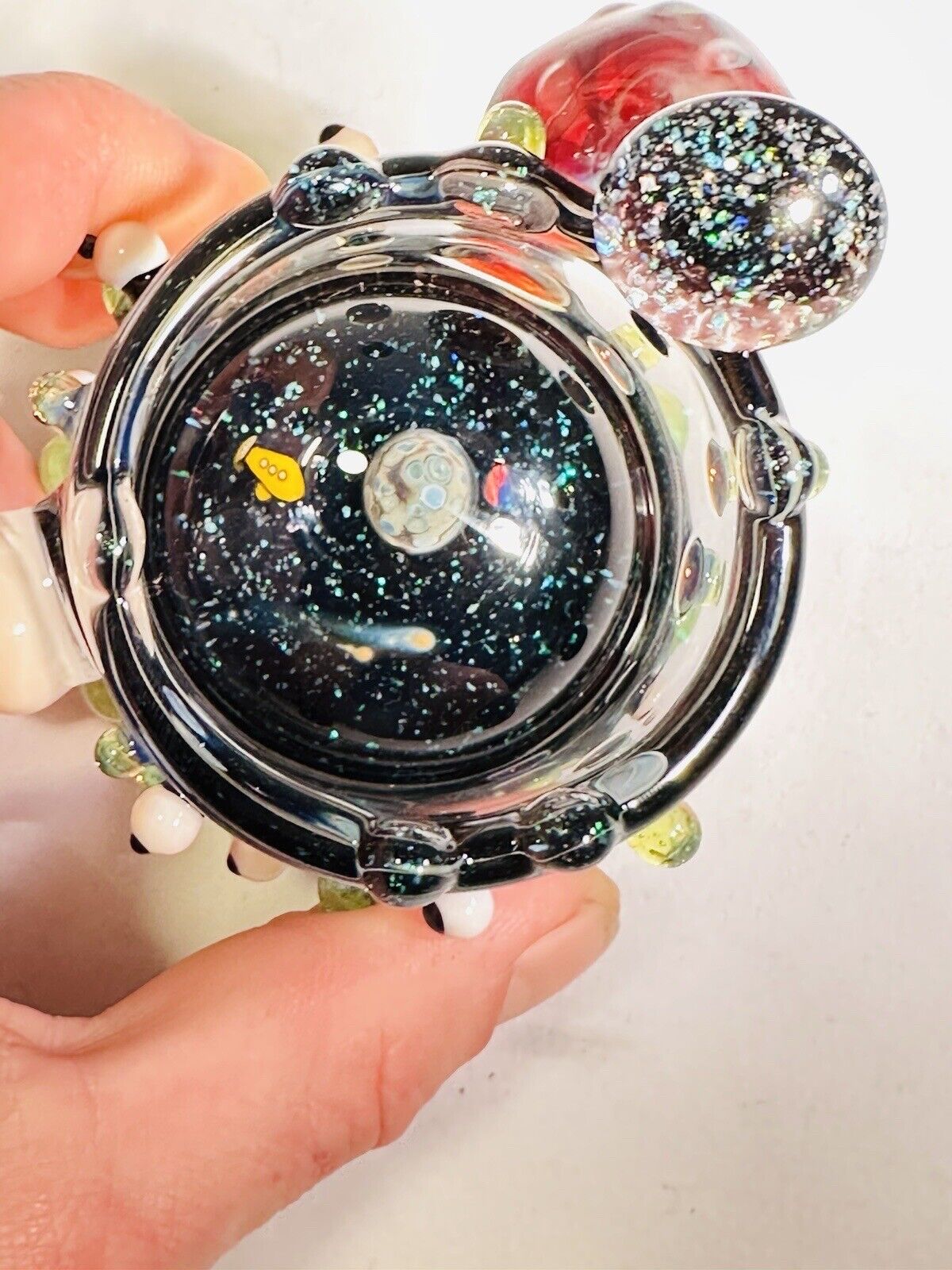 Amazing Hand blown Glass Galaxy Ashtray One Of A Kind. Opals. By Ryan Messner