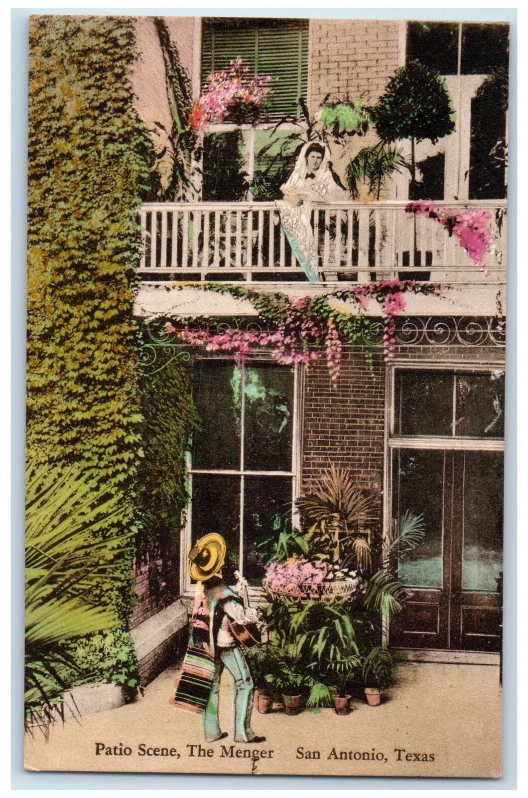 c1910's Patio Scene The Menger Hotel San Antonio Texas TX Unposted Man Postcard