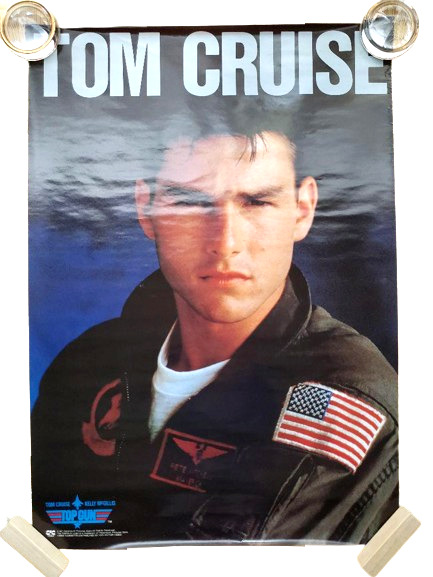 Rare Top Gun Tom Cruise Kelly McGillis Movie Vintage Poster 1987 Used