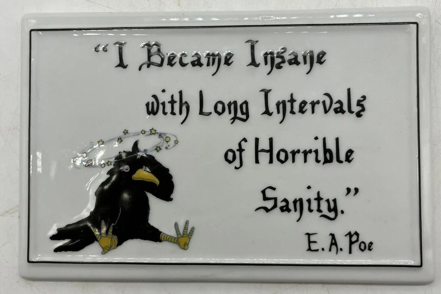 Edgar Allen Poe Raven Porcelain Ceramic Wall Hanging Plaque 