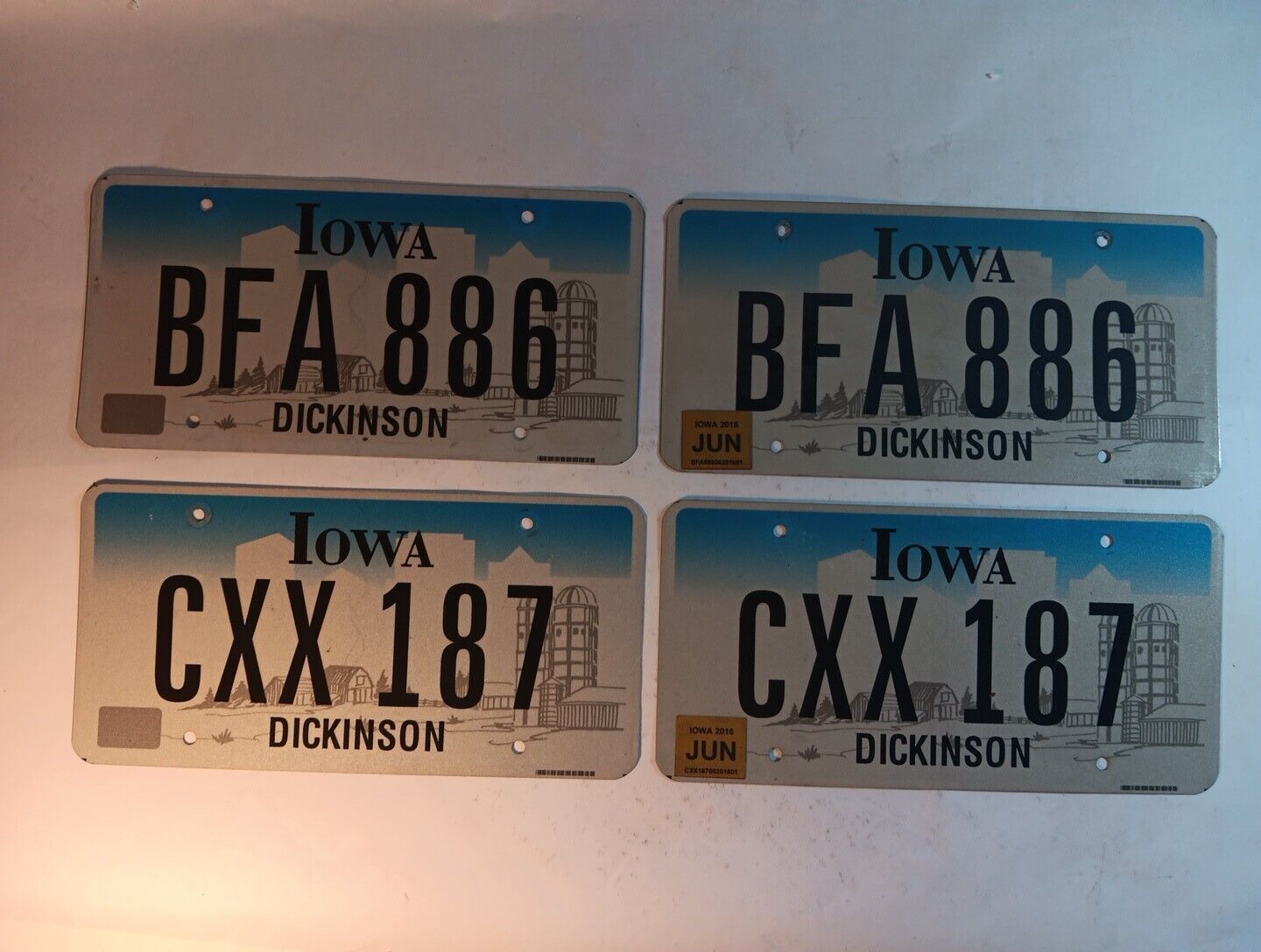 Lot of 4 Iowa  license plates JUN 2016 