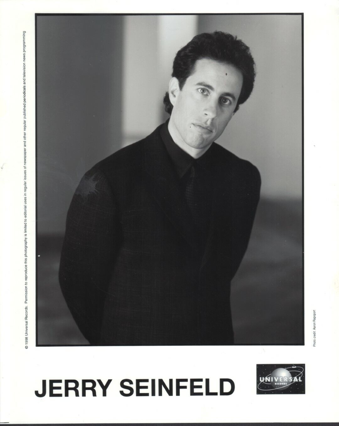 Jerry Seinfeld 8x10 black & white publicity photo 