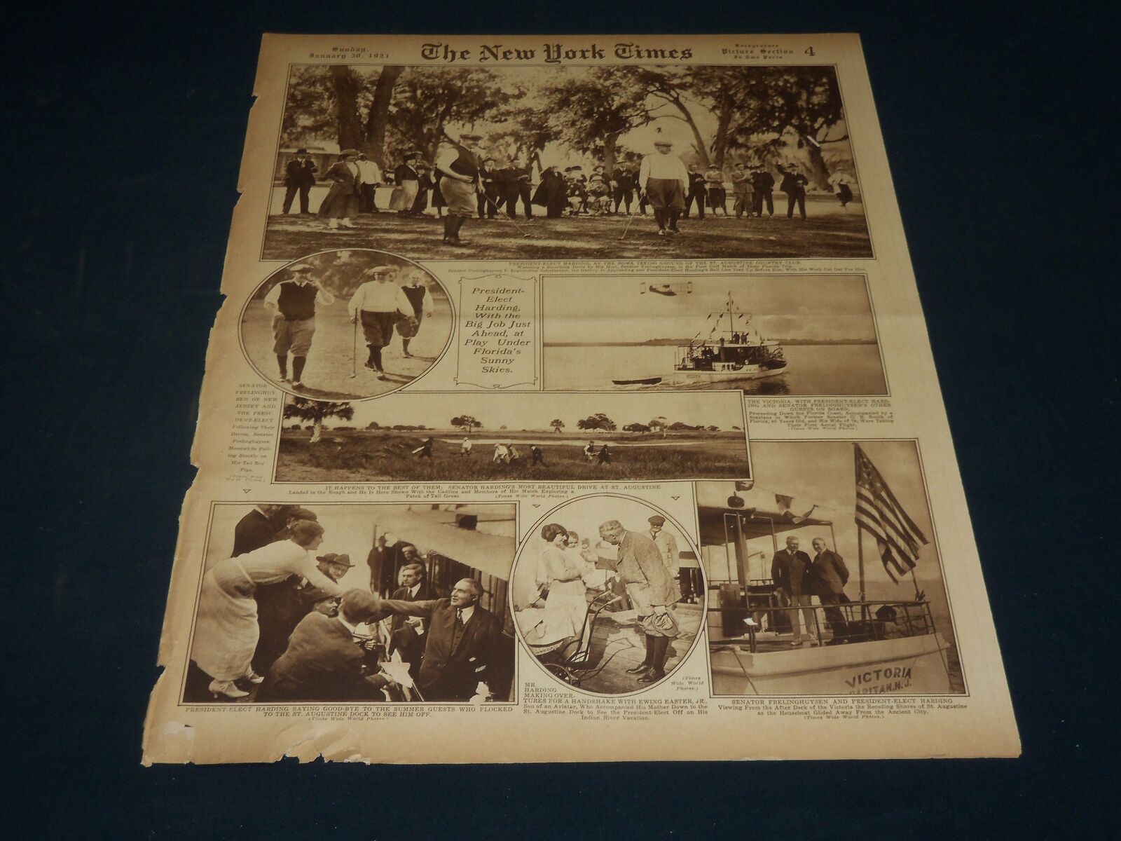 1921 JANUARY 30 NEW YORK TIMES PICTURE SECTION - PRESIDENT HARDING - NT 8923