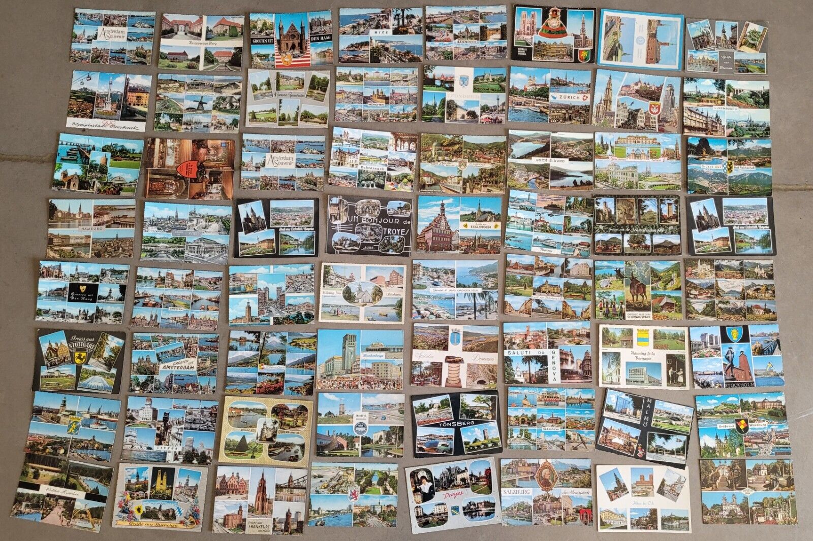 (105) Vintage Post Cards Lot 1960s w/ Stamps - Europe German Swiss France Nether
