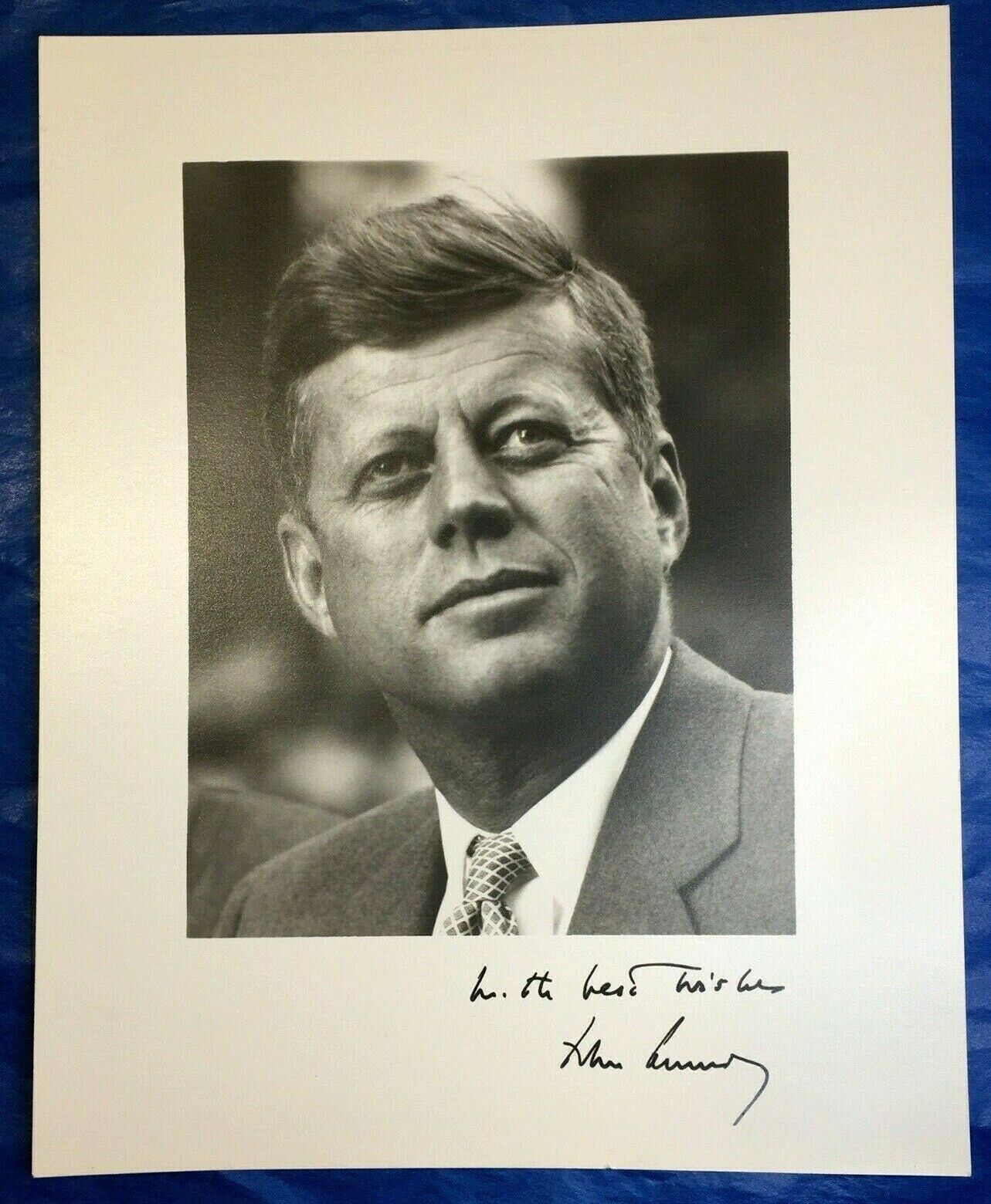 John F Kennedy Photo 8x10 Card Stock Facsimile Signed Best Wishes No COA