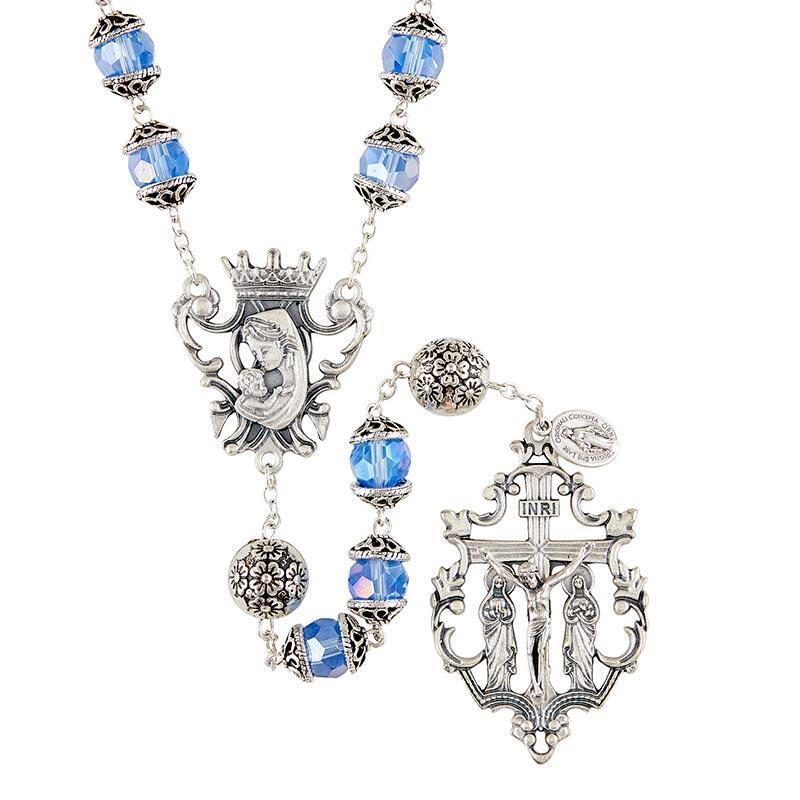 Sapphire Women's Rosary Great Gift Catholic Rosery for First Communion