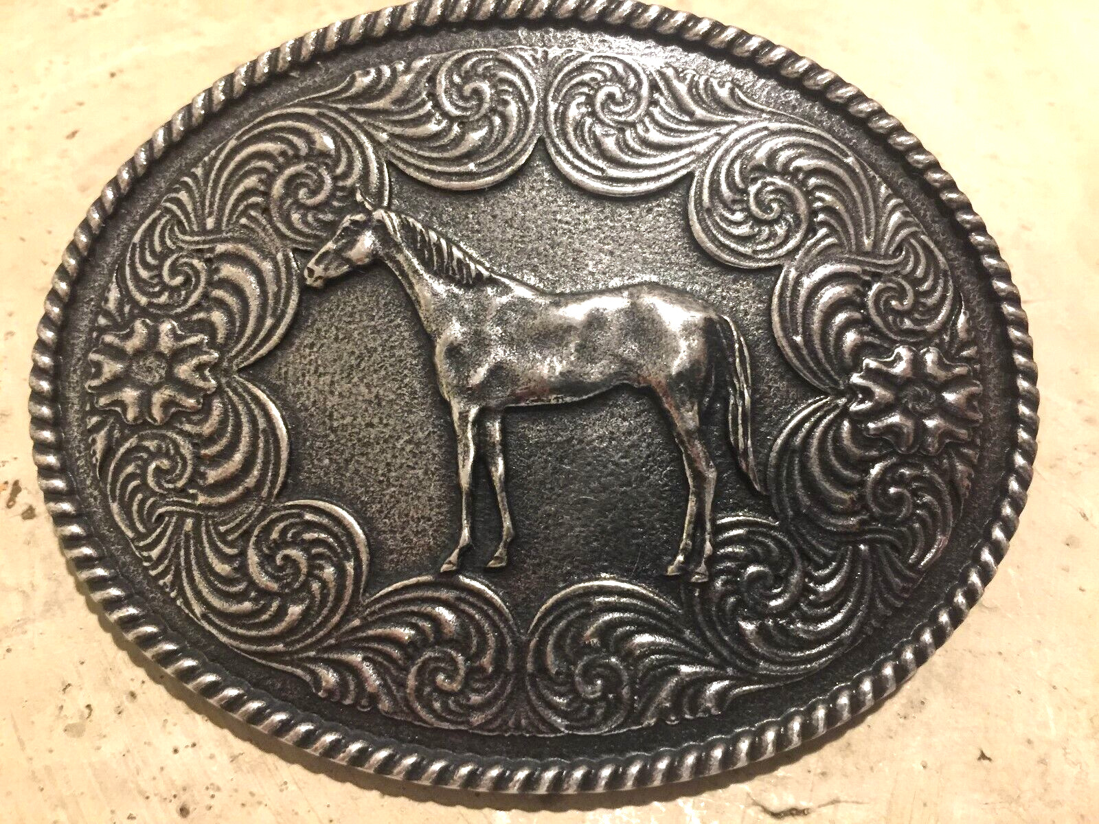 Taylor Brands Rare Western Edge Quarter Horse Antique Belt Buckle Vintage
