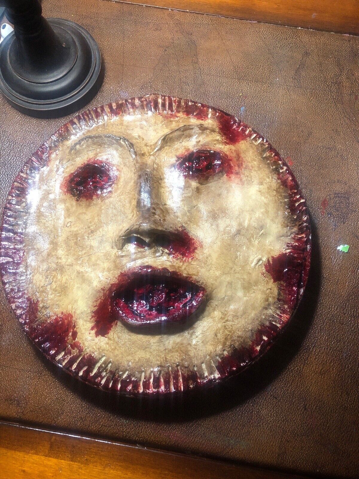 Fantastic Creepy Artist Made Face Pot Pie Halloween prop One Of A Kind made