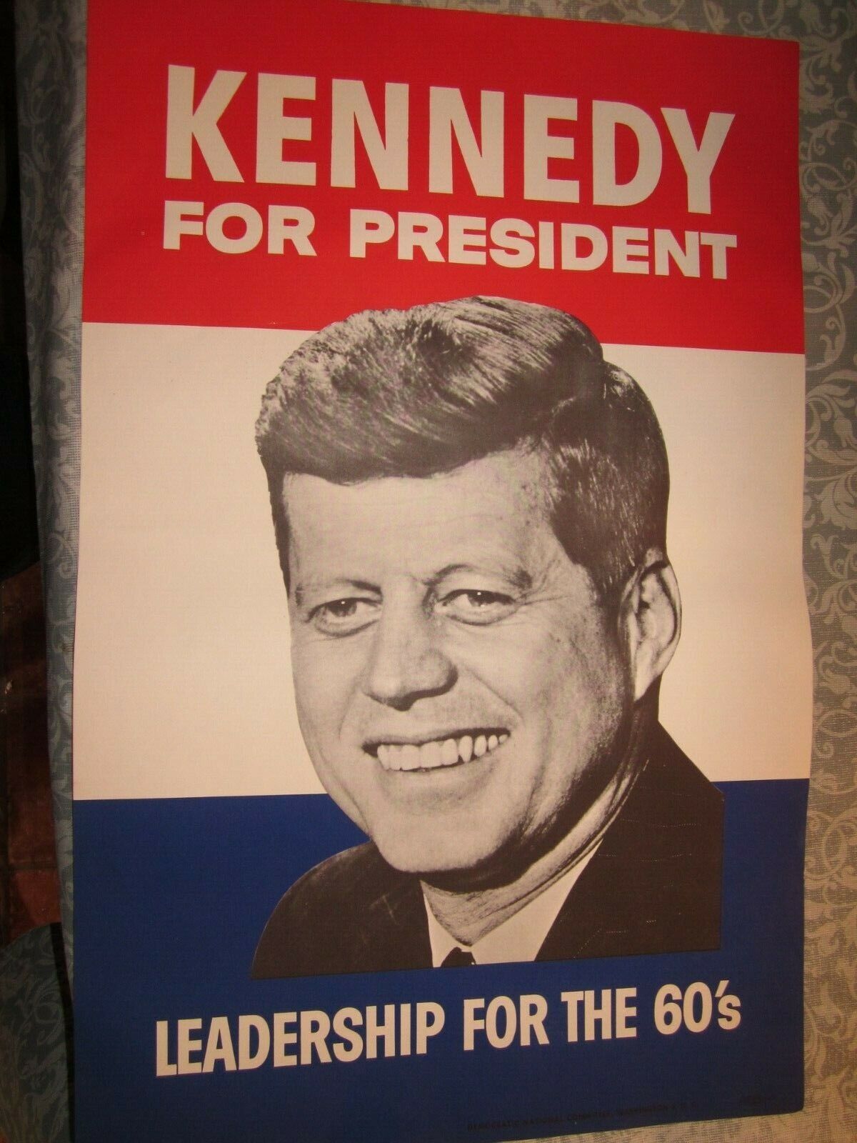 John F Kennedy For President ORIGINAL Campaign Poster Leadership for the 1960's