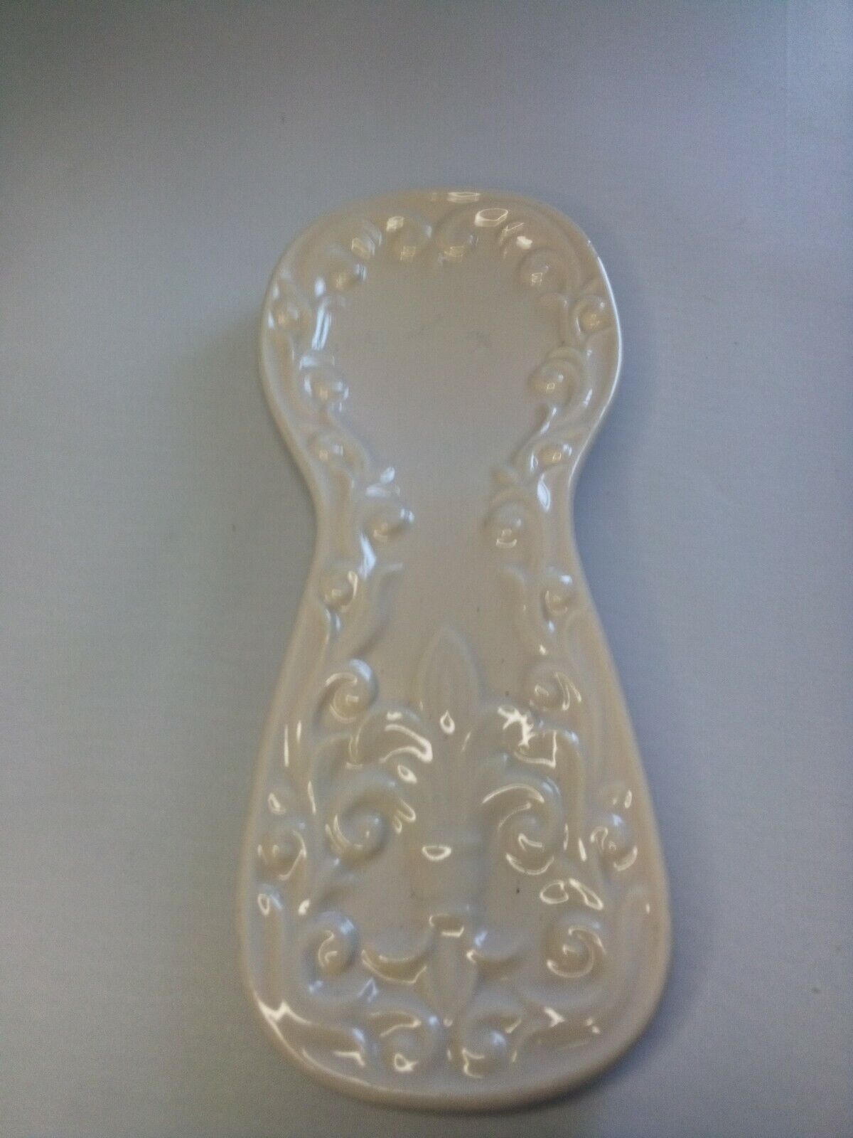 Rare Drake Design Ivory Spoon Rest Fleur De Li Chipped