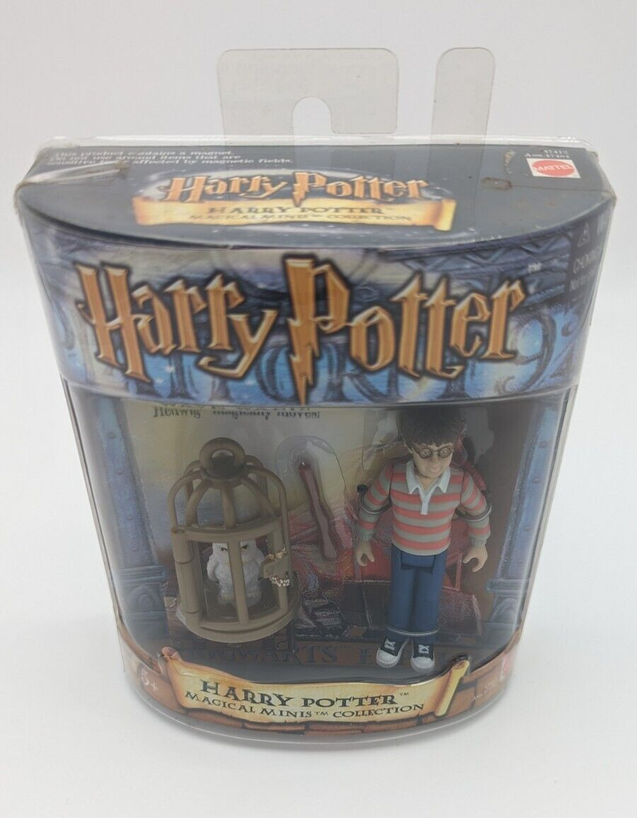 Vintage 2001 Mattel Magical Minis Harry Potter Figure With Hedwig And Wand NIB